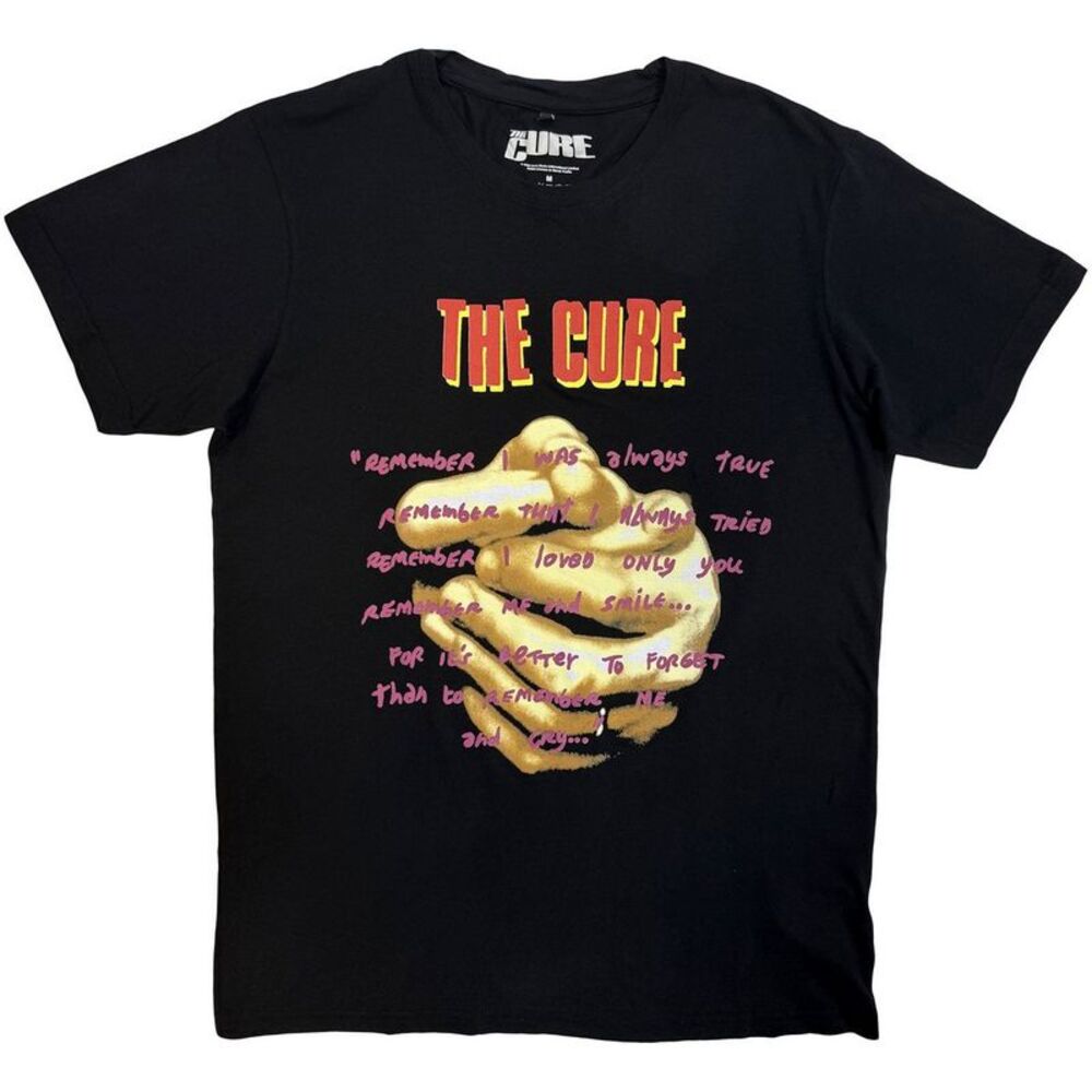 The Cure Unisex Adult Praying Hands Treasure Lyric T-Shirt / Black